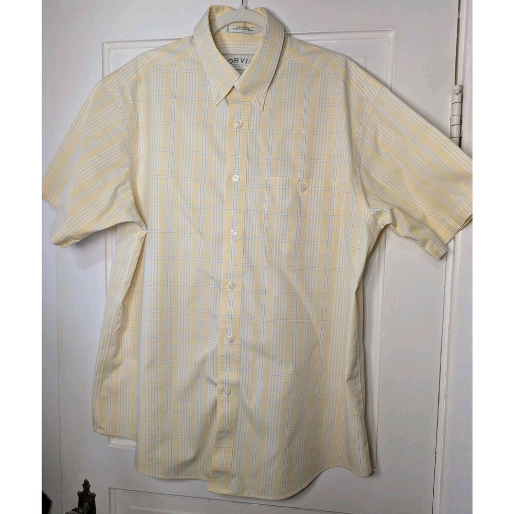 Orvis Short Sleeve Plaid Button Down Shirt Men's Size Large Comfort Casual (819)